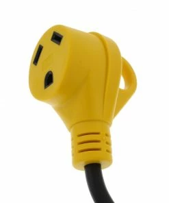 Road & Home RV Accessories 12 In. RV Electrical Adapter Fits 15 Amp Male to 30 Amp Female with Pull Out Handles Type 12/3 SJTW 30 Amp 125 V to 4 Degrees Fahrenheit Cold Weather Jacket Black with Yellow Handles -Outdoor Recreation Outlet Shop 15589934