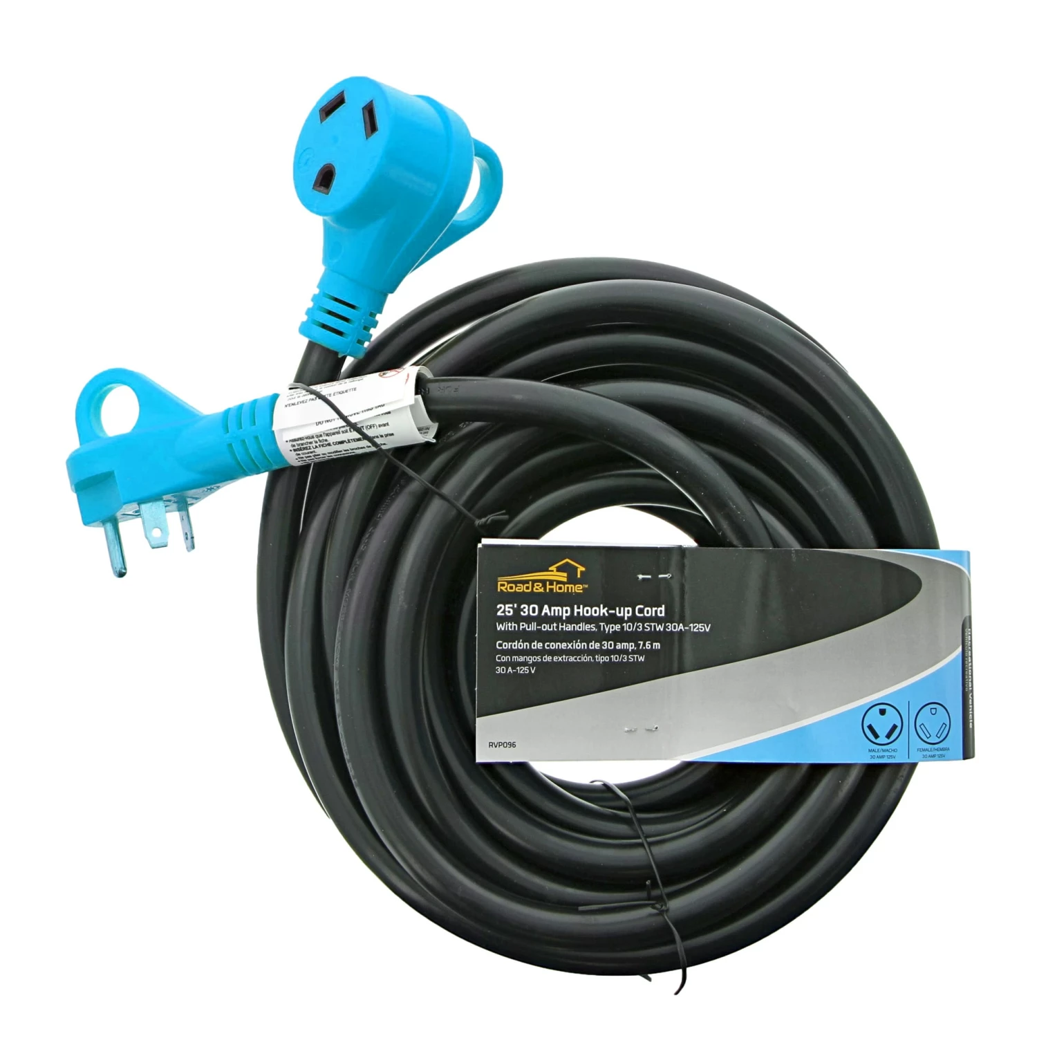 Road & Home RV Accessories 25 Ft. RV Electrical Cord with Pull Out Handles Type 10/3 STW 30 Amp 125 V to 4 Degrees Fahrenheit Cold Weather Jacket Black with Yellow Handles 1 Road & Home RV Accessories 25 Ft. RV Electrical Cord with Pull Out Handles Type 10/3 STW 30 Amp 125 V to 4 Degrees Fahrenheit Cold Weather Jacket Black with Yellow Handles