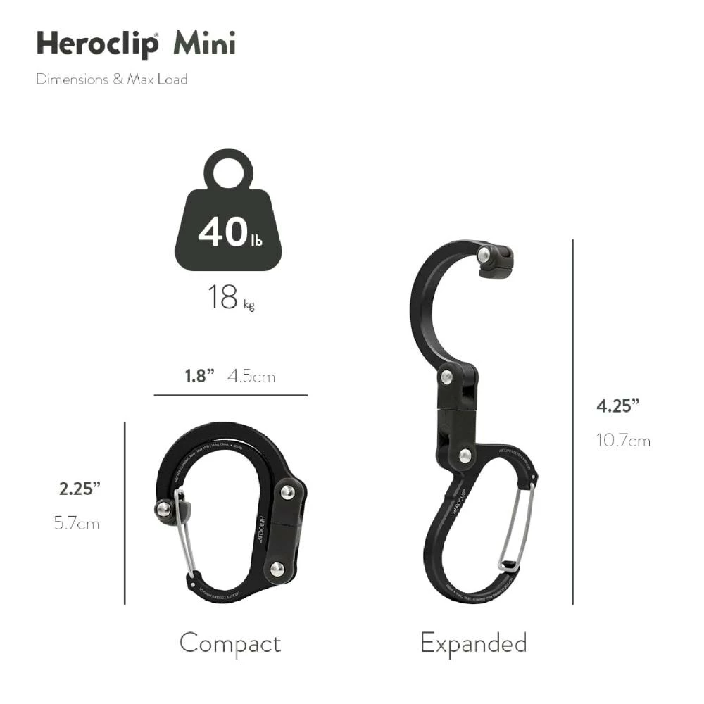 Heroclip Carabiners Heroclip Mini Stealth Black 4 Heroclip Carabiners Heroclip Mini Stealth Black - Image 4