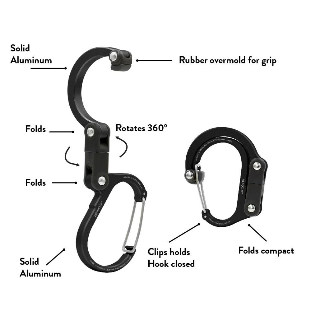 Heroclip Carabiners Heroclip Mini Stealth Black 3 Heroclip Carabiners Heroclip Mini Stealth Black - Image 3