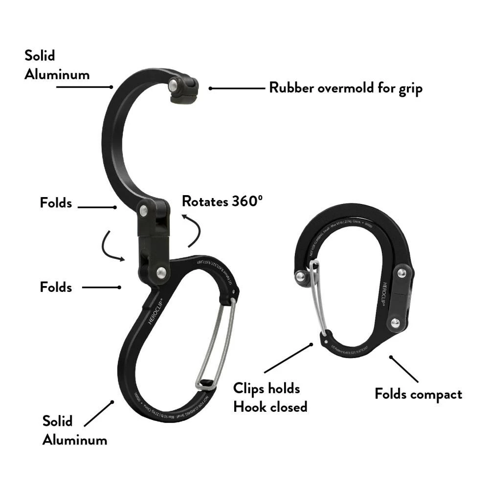 Heroclip Carabiners Heroclip Small Stealth Black 3 Heroclip Carabiners Heroclip Small Stealth Black - Image 3