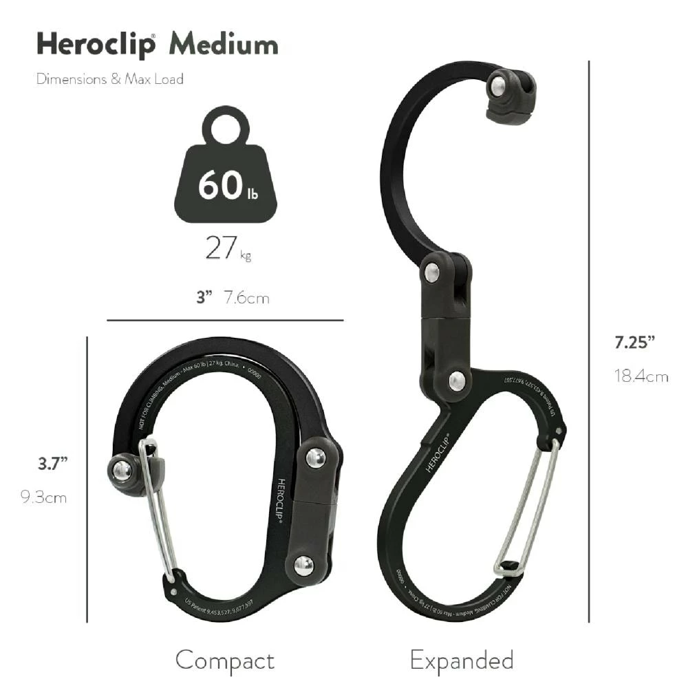 Heroclip Carabiners Heroclip Medium Stealth Black 4 Heroclip Carabiners Heroclip Medium Stealth Black - Image 4