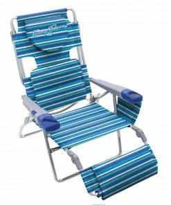 Tommy Bahama Beach & Camping Chairs Blue Striped Folding Beach Lounger Chair